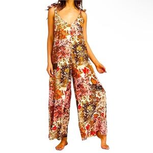 Talisman Enchanted Patchwork Wide Leg Temple Sleeveless Tie Jumpsuit NWT